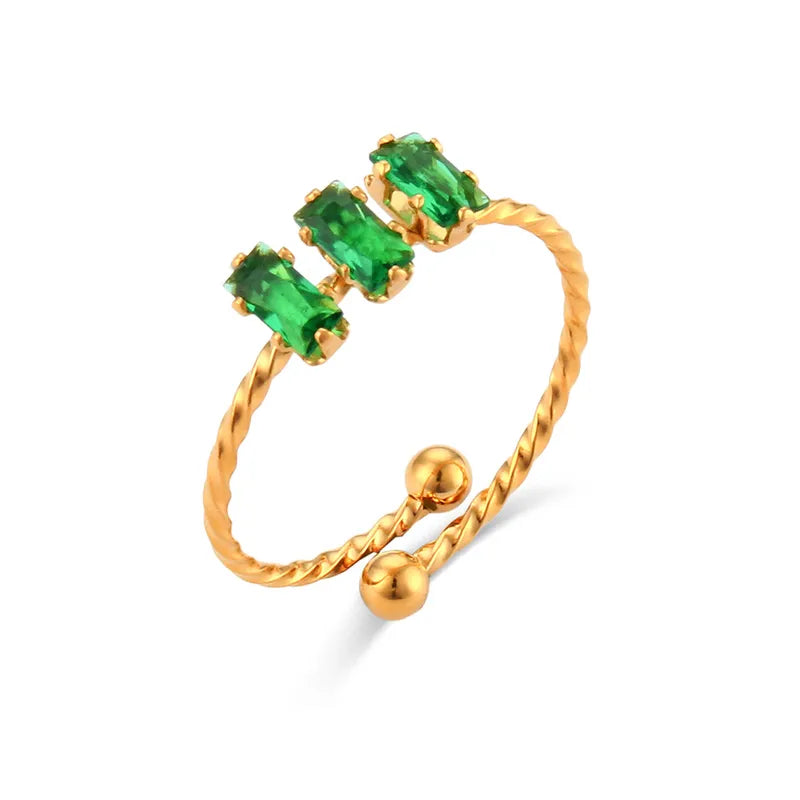 Bague 3 pierres vertes