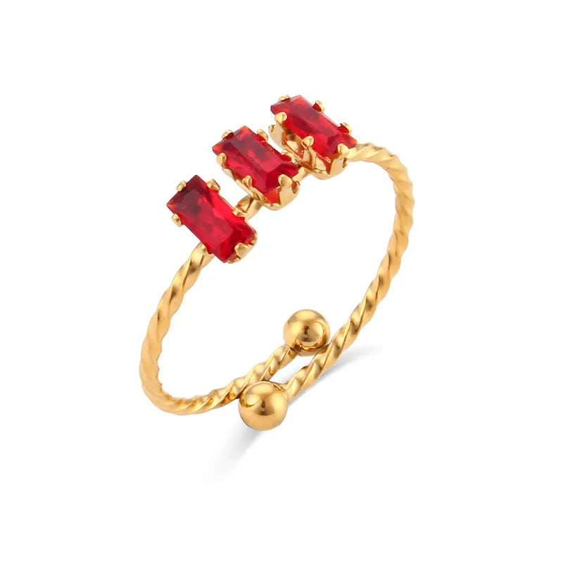 Bague 3 pierres Rouges