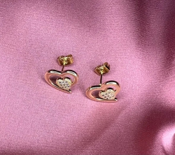 Boucles d'oreilles double cœur