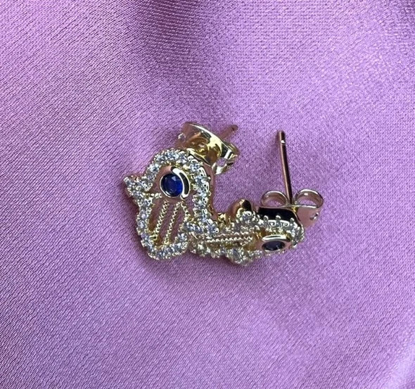 Boucles d'oreilles plaqué or pour femme main de Fatma