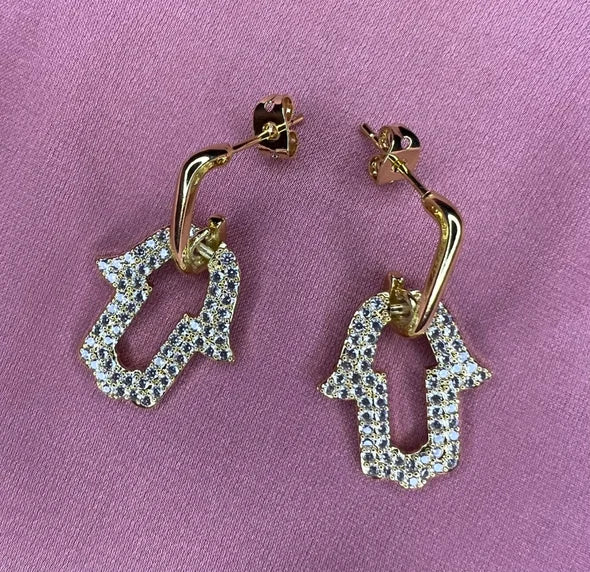 Boucles d'oreilles plaqué or pour femme main de Fatma