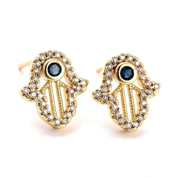 Boucles d'oreilles plaqué or pour femme main de Fatma